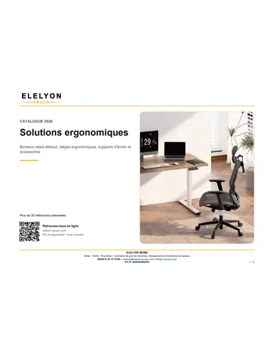 Aperçu du catalogue Bureaux et sièges ergonomiques