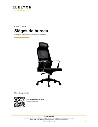Aperçu du catalogue Sièges de bureau — direction et visiteurs