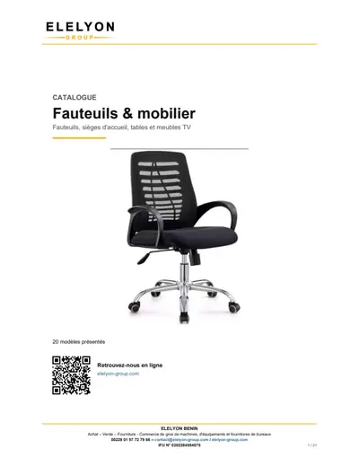 Aperçu du catalogue Fauteuils et mobilier — accueil, tables et meubles