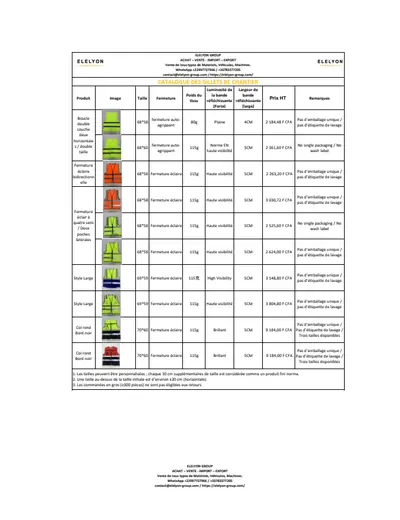 Aperçu du catalogue Catalogue Gilets HV avec prix
