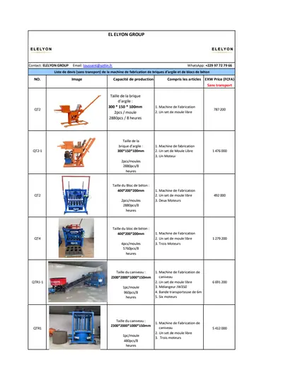 Aperçu de Catalogue Machine à briques
