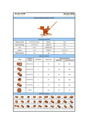Aperçu de Fiche technique Machine Briques