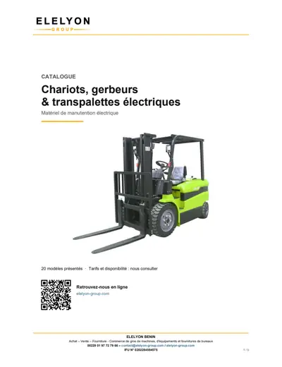 Aperçu de Catalogue Chariots, gerbeurs et transpalettes électriques