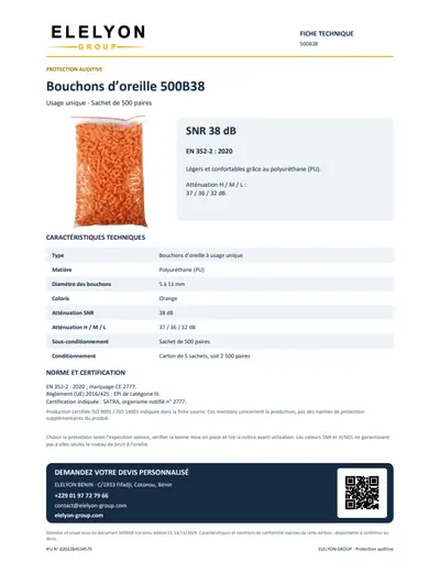 Aperçu de Bouchons d’oreille 500B38