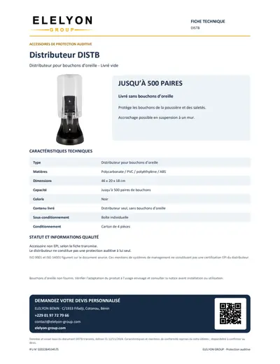 Aperçu de Distributeur de bouchons DISTB