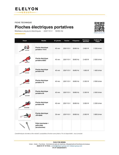Aperçu de Pioches électriques et marteaux-piqueurs