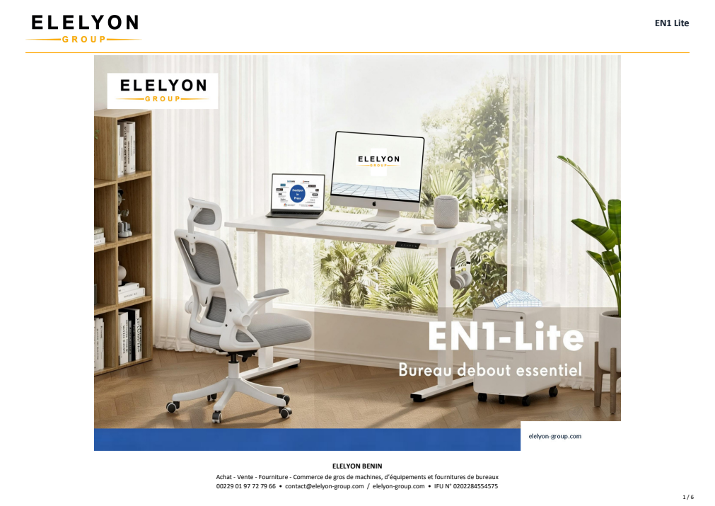 Aperçu du catalogue ELELYON : Bureau EN1 Lite