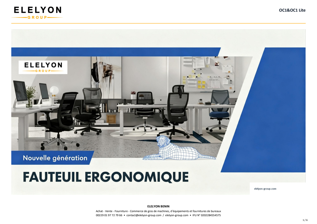 Aperçu du catalogue ELELYON : Fauteuils OC1 et OC1 Lite